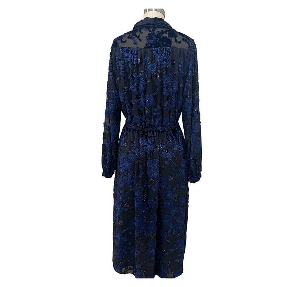ADAM LIPPES COLLECTIVE RTR Velvet Embroidered Black / Navy Dress Size 4 - Picture 7 of 12